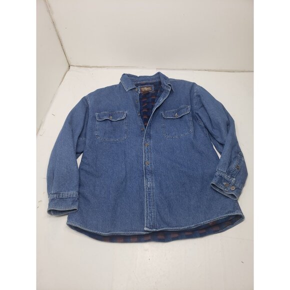 Levi Strauss Jacket Mens XL Blue Denim Fleece Lined Workwear Western Button - Picture 1 of 13